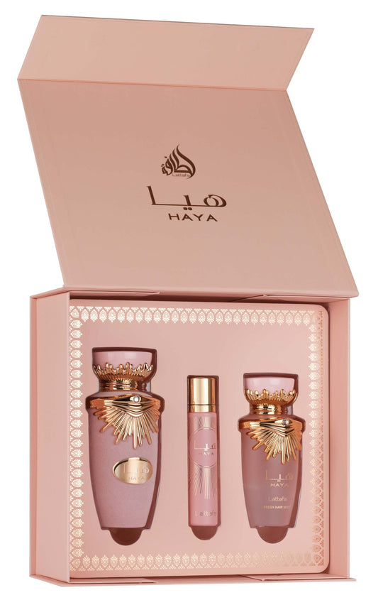 Lattafa Haya Luxury Fragrance Gift Set with EDP and Hairmist