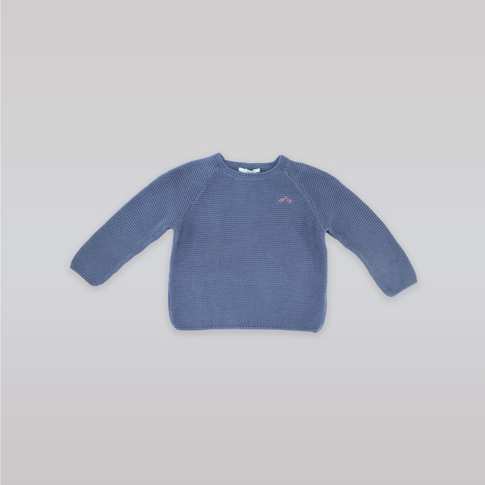 Nanos Navy Blue Knit Jersey Baby Sweater for Toddlers