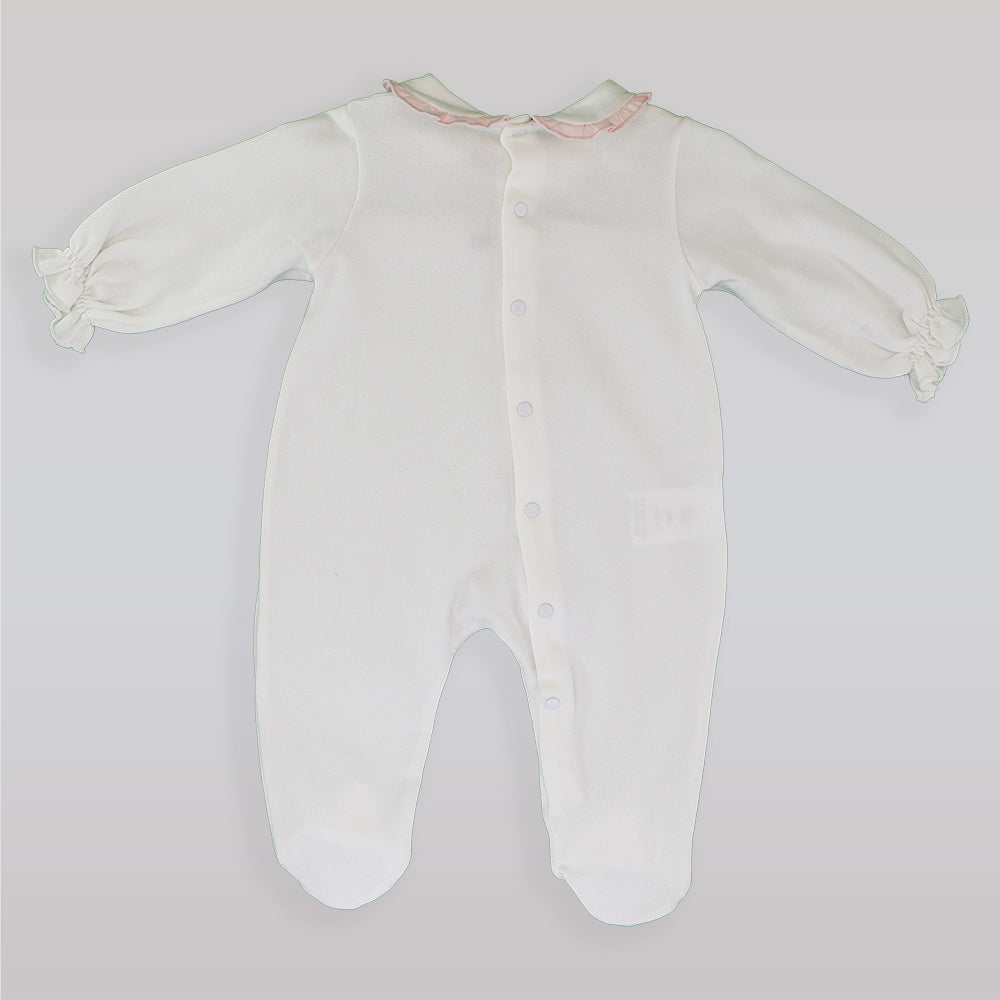 Elegant La Stupenderia Baby Girls Long Sleeve White Pink Romper