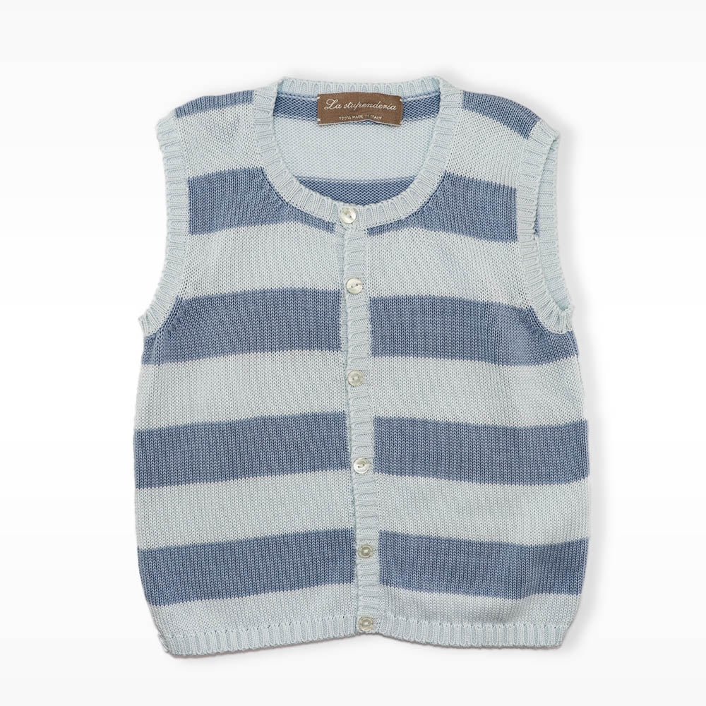 La Stupenderia Classic Blue Long Sleeve Knit Sweater for Kids
