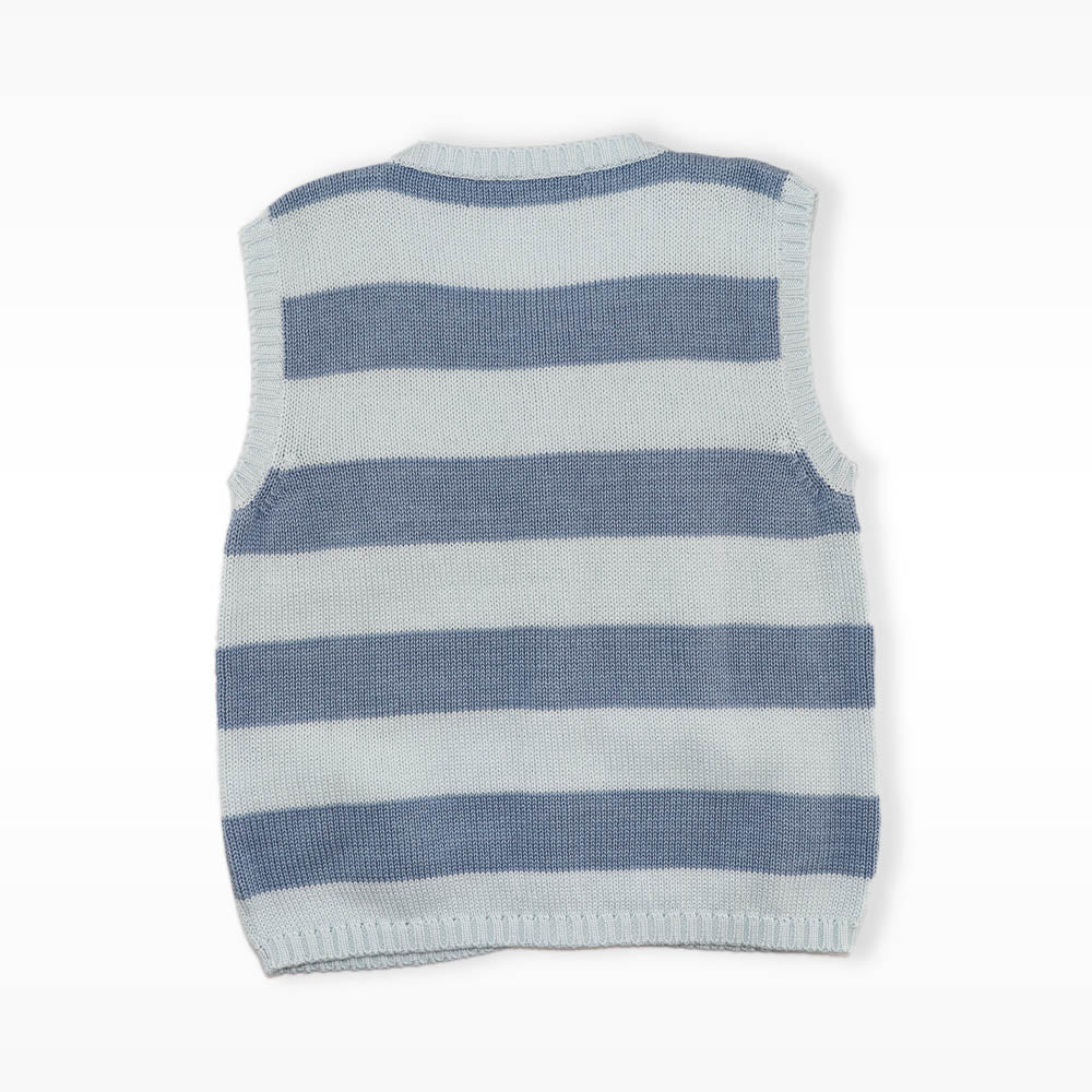 La Stupenderia Light Blue Striped V-Neck Long Sleeve Knit Sweater