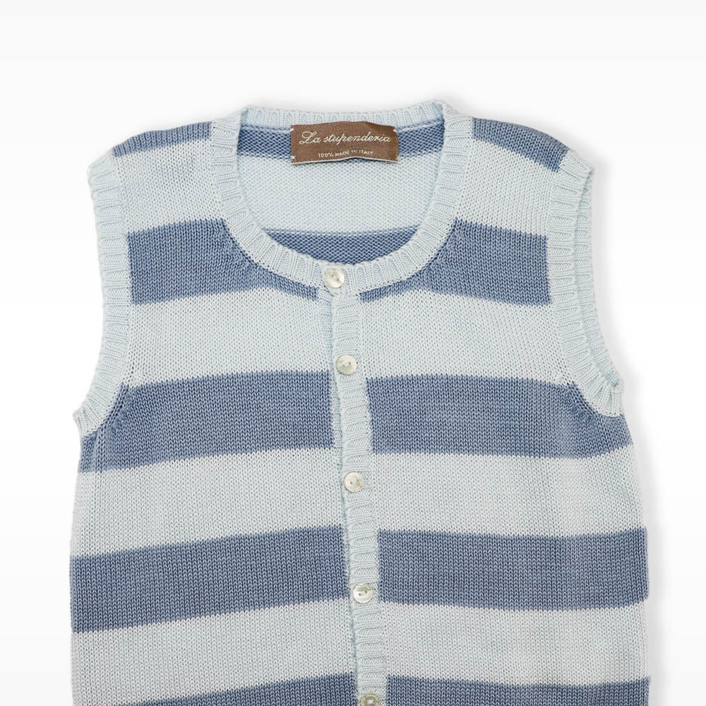 La Stupenderia Classic Blue Long Sleeve Knit Sweater for Kids
