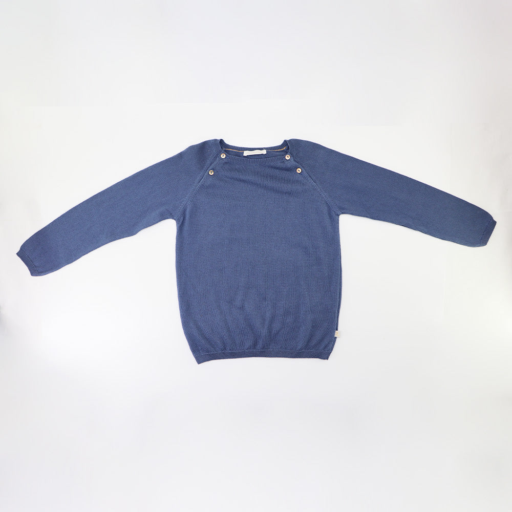 Les Enfantines Boys Navy Blue Knit Pullover Sweater with Collar