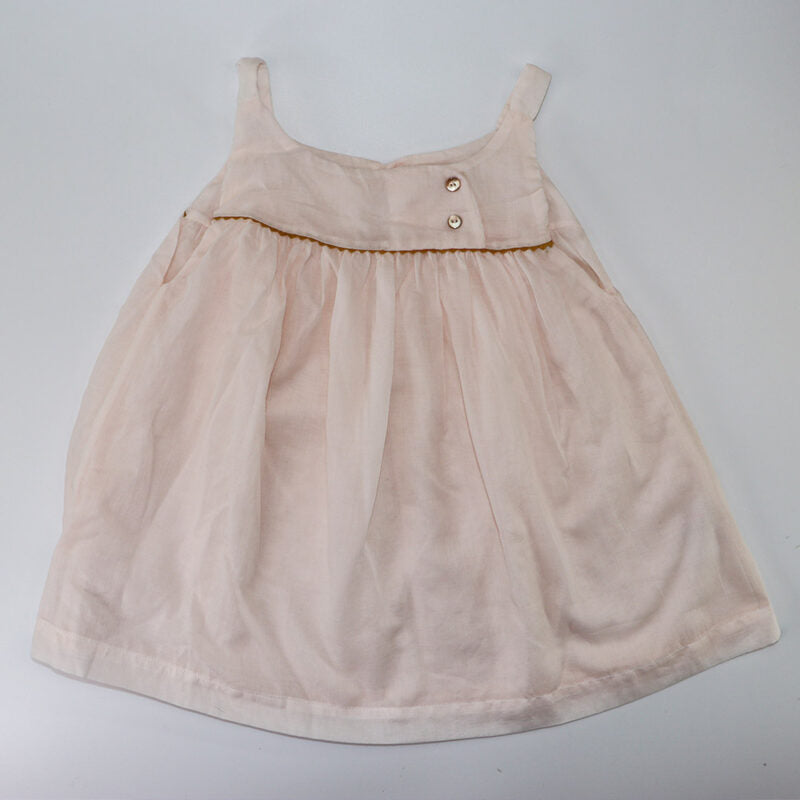 Les Enfantines Moin Blouse Sleeveless Pink Voile Girls Top