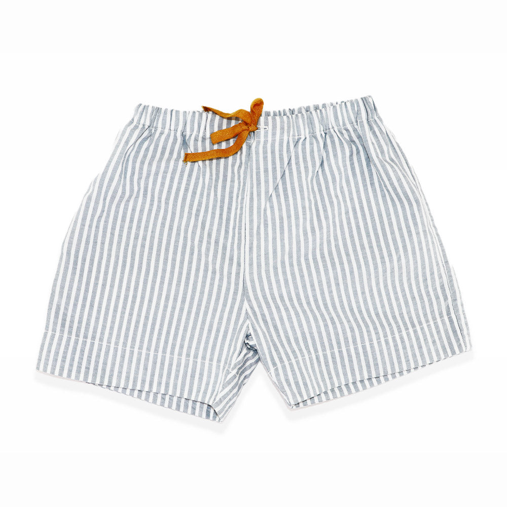 Les Enfantines Grey Striped Cotton Bermuda Shorts for Kids 8Y