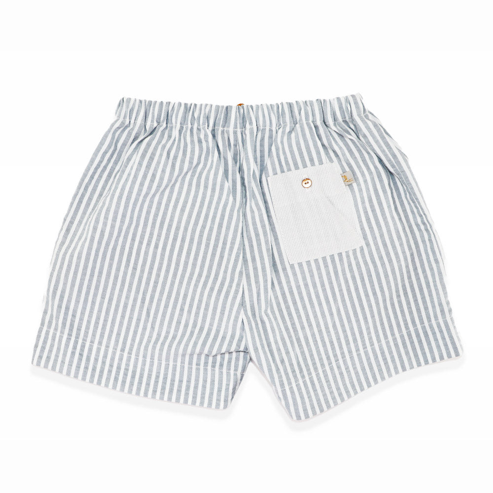 Les Enfantines Grey Striped Cotton Bermuda Shorts for Kids 8Y