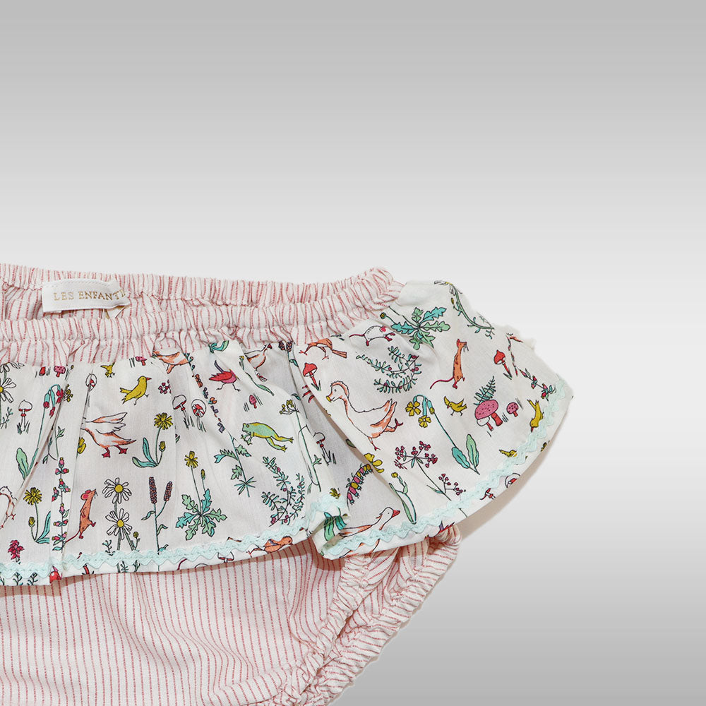 Les Enfantines Pink Liberty Check Cotton Baby Bloomer Shorts