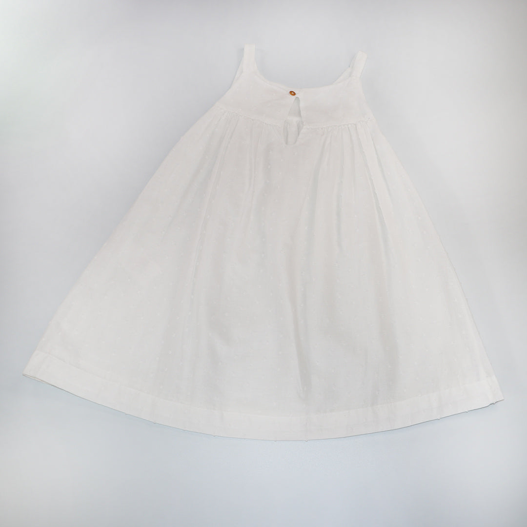 Les Enfantines White Moin Dress with Delicate Pattern Details