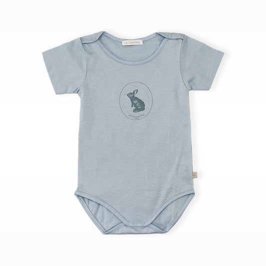 Les Enfantines Soft Cotton Penguin Baby Bodysuit Bluish Grey