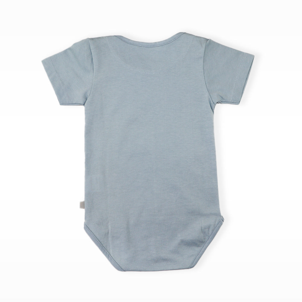 Les Enfantines Soft Cotton Penguin Baby Bodysuit Bluish Grey