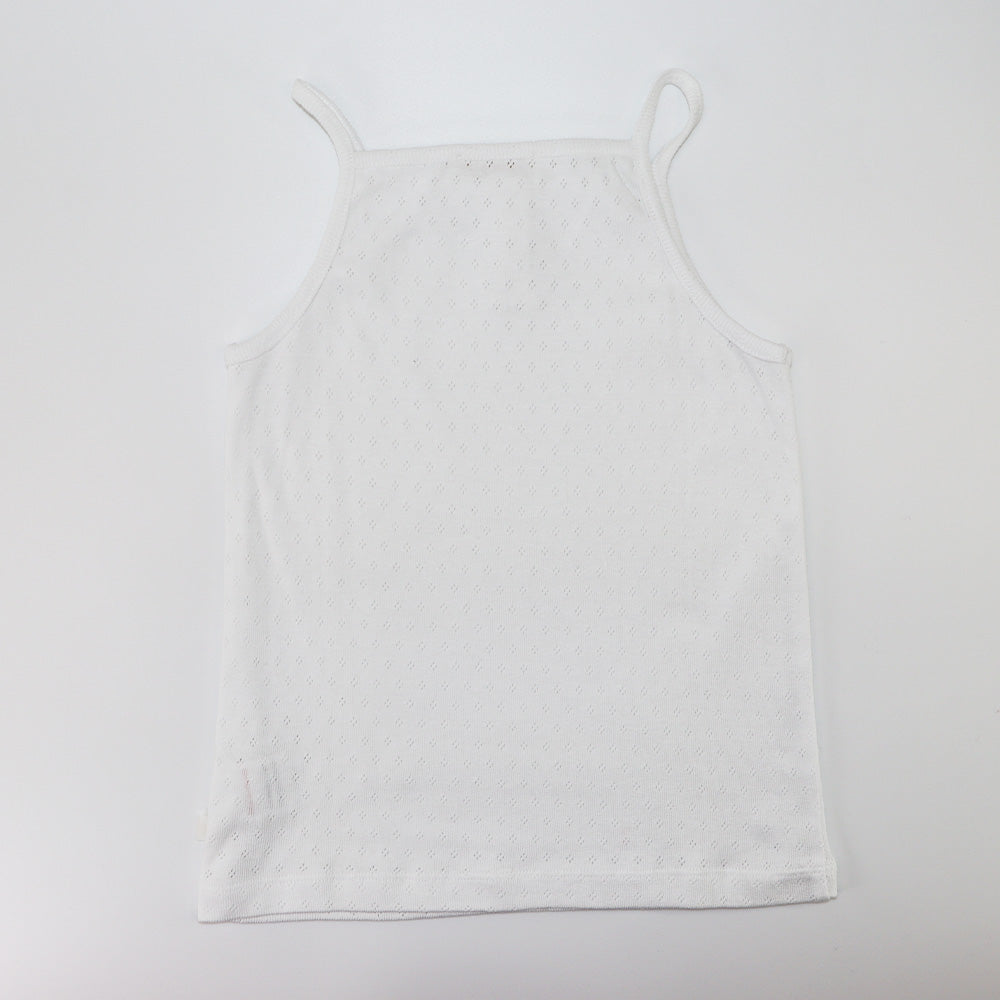 Les Enfantines Girls White Cotton PHQ Sleeveless Tank Top Shirt