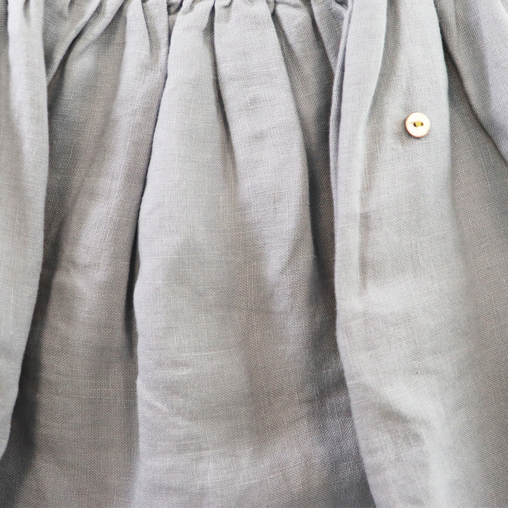 Les Enfantines Girls Alouet Blue Grey Linen Skirt Fashion