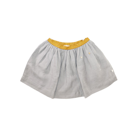 Les Enfantines Girls Alouet Blue Grey Linen Skirt Fashion