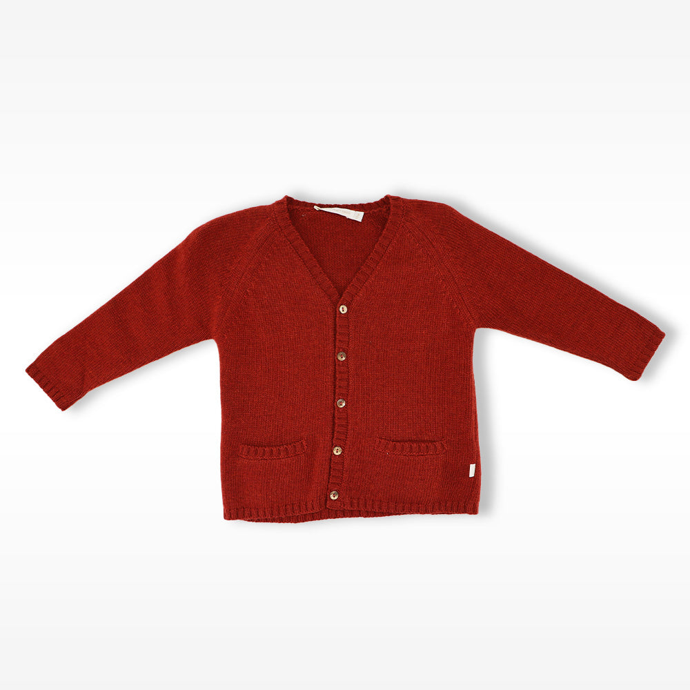 Les Enfantines Hanneton Rust Knit Cardigan for Infants 12 Months