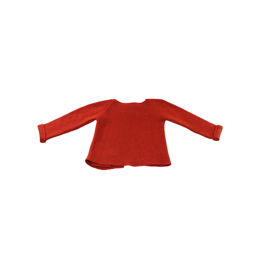 Les Enfantines Lucio Rust Knit Cotton Button Up Toddler Cardigan