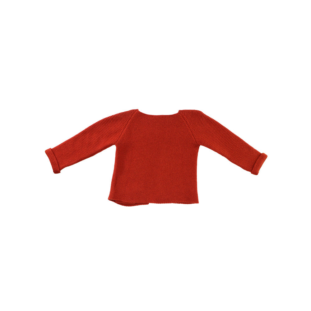 Les Enfantines Lucio Rust Knit Cotton Button Up Toddler Cardigan
