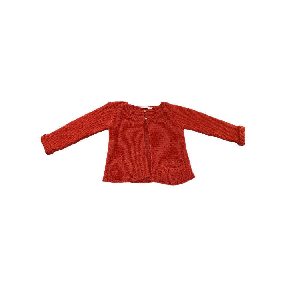 Les Enfantines Lucio Rust Knit Cotton Button Up Toddler Cardigan