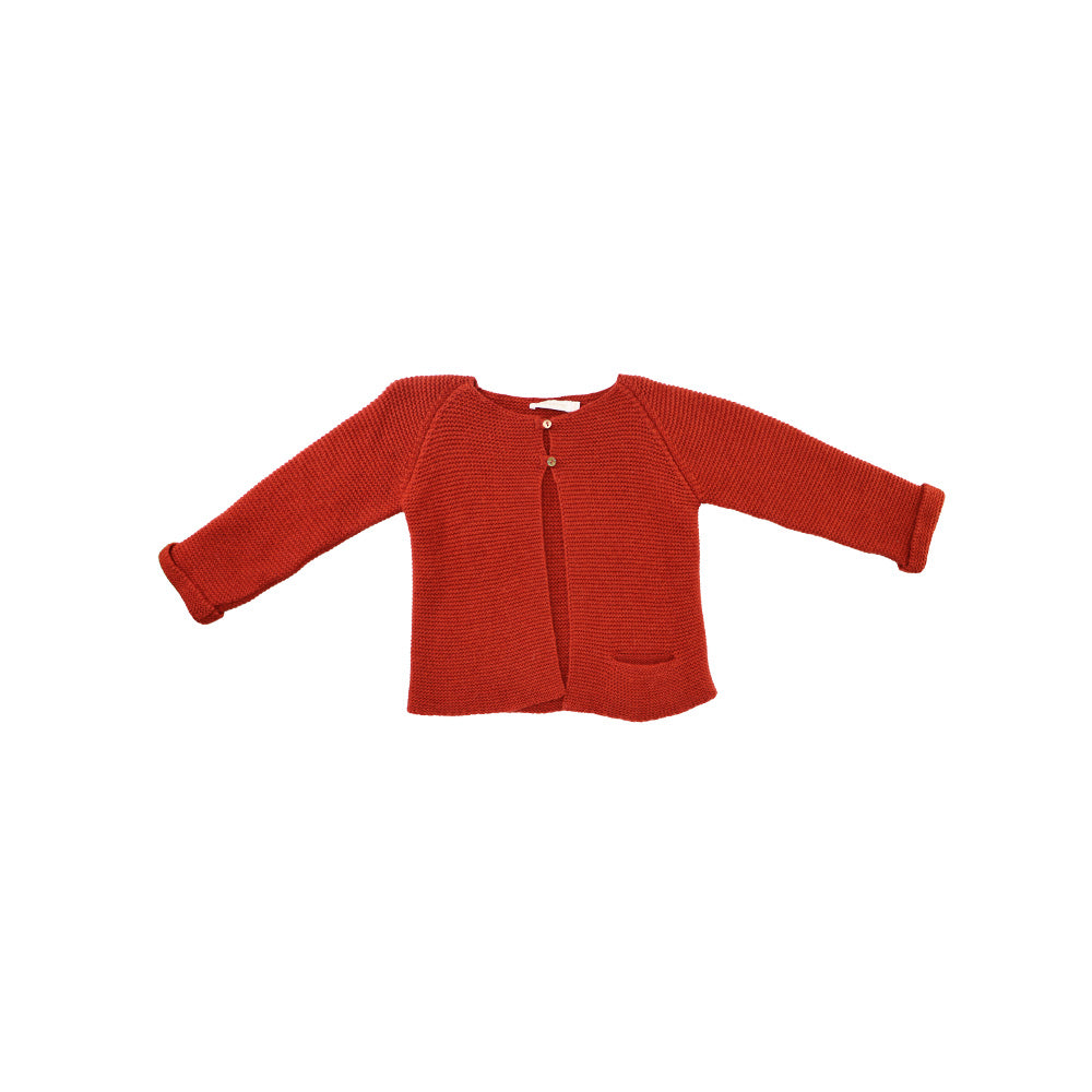 Les Enfantines Lucio Rust Knit Cotton Button Up Toddler Cardigan