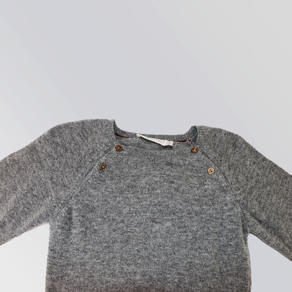 Les Enfantines Milk White Tortue Knit Baby Pull Over Sweater