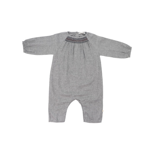 Les Enfantines Corneiller Baby Flannel Romper with Collar Detail