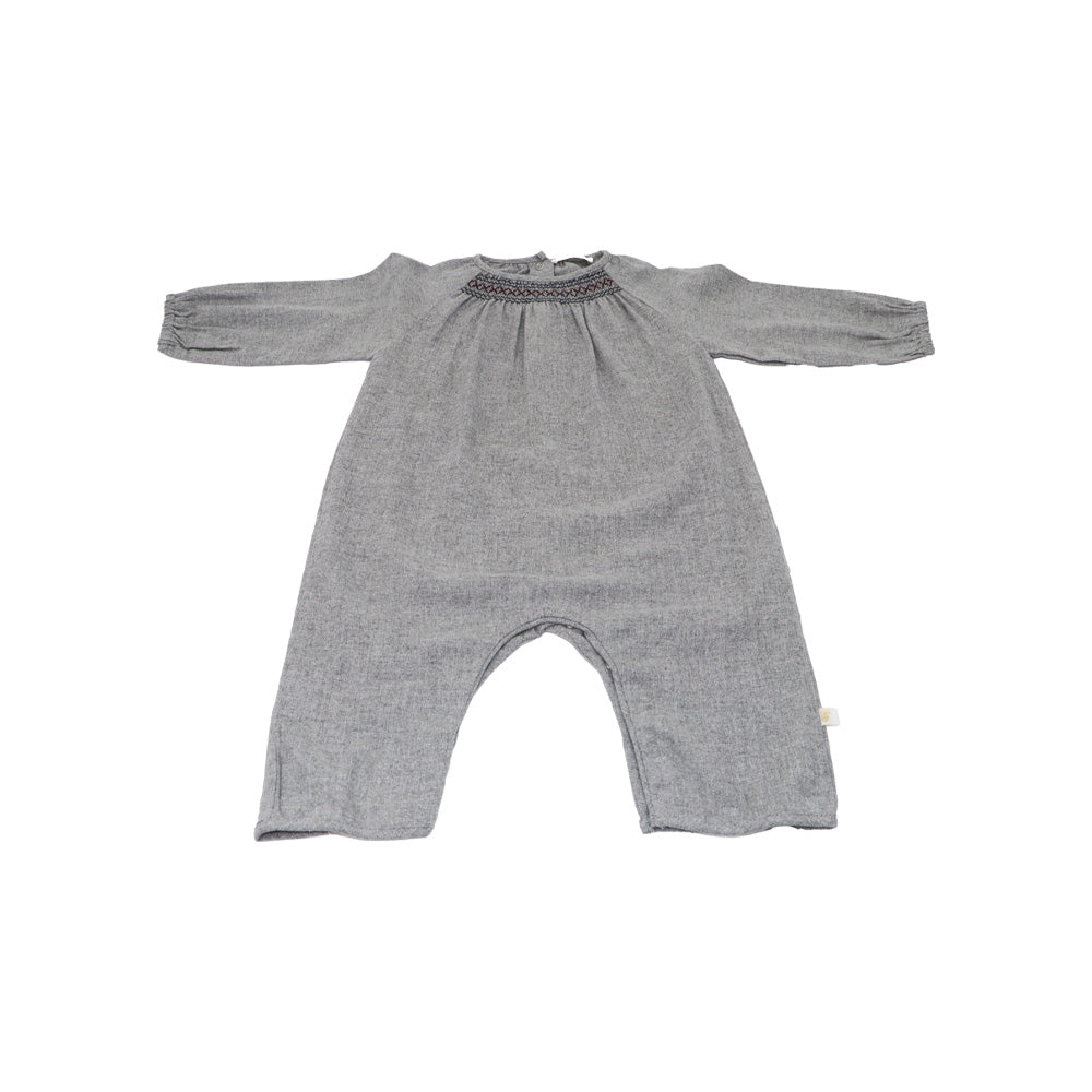 Les Enfantines Baby Boys Corneiller Blue Flannel Romper Outfit