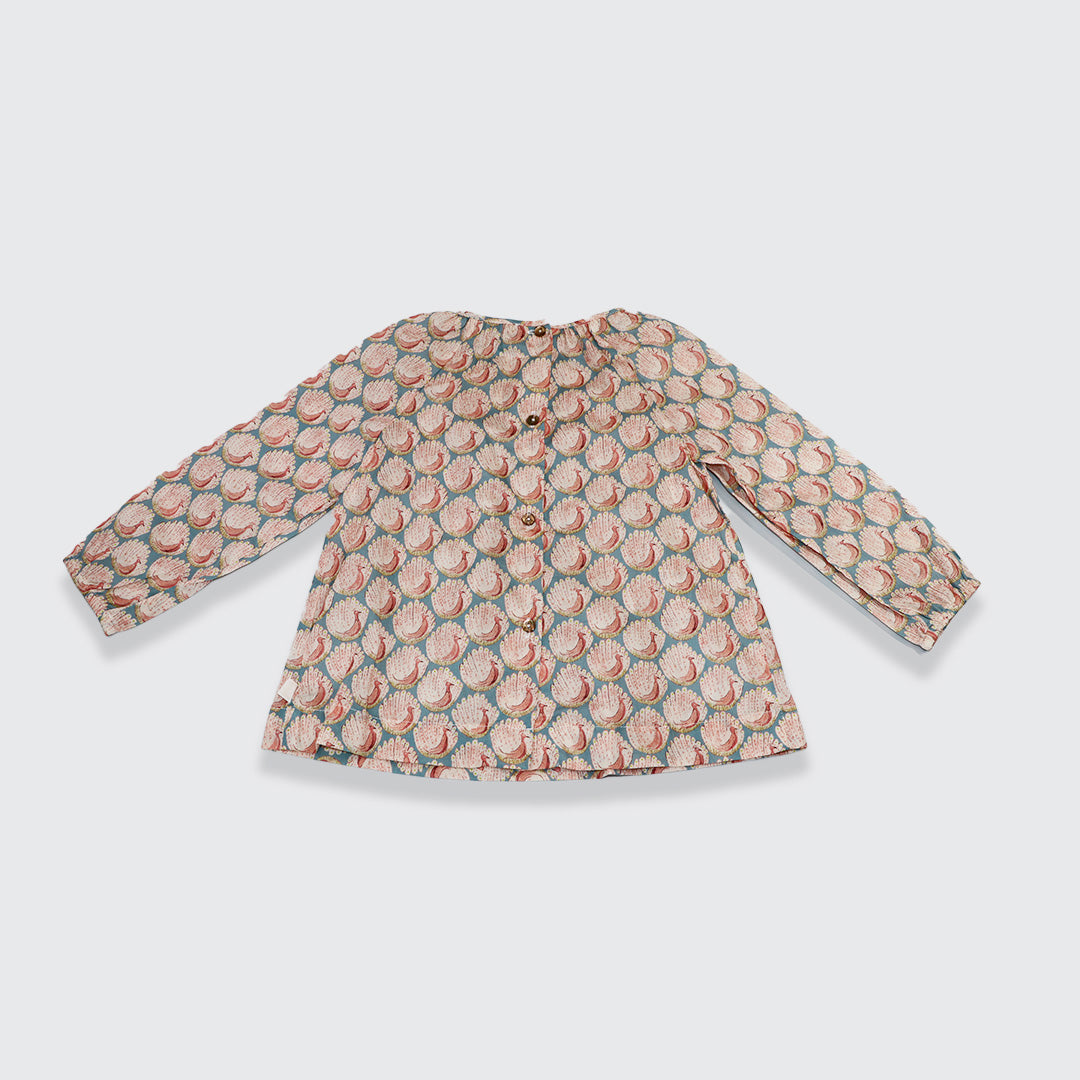 Les Enfantines Corneille Blouse in Peacock Blue for Babies