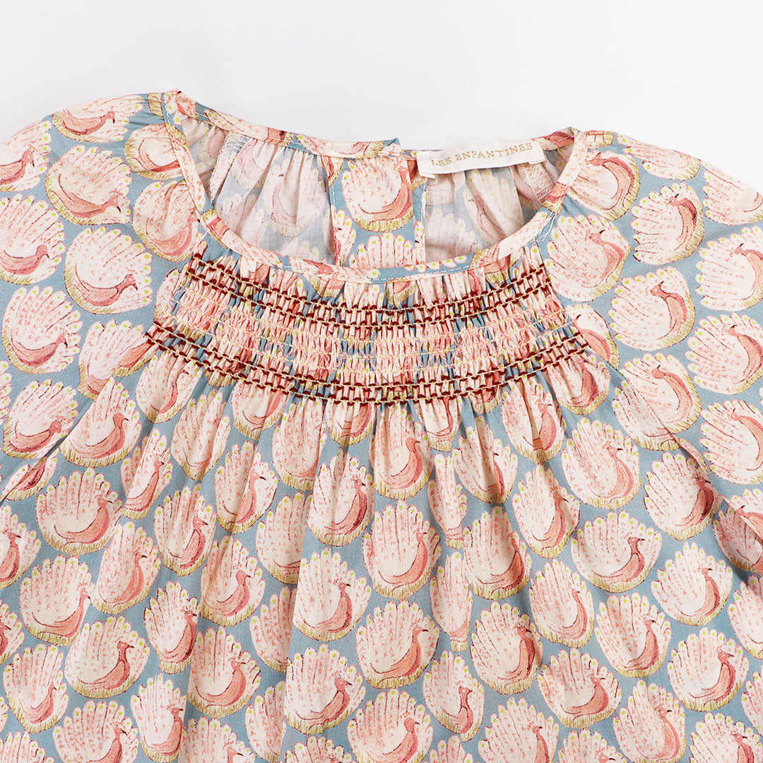 Les Enfantines Corneille Blouse in Peacock Blue for Babies