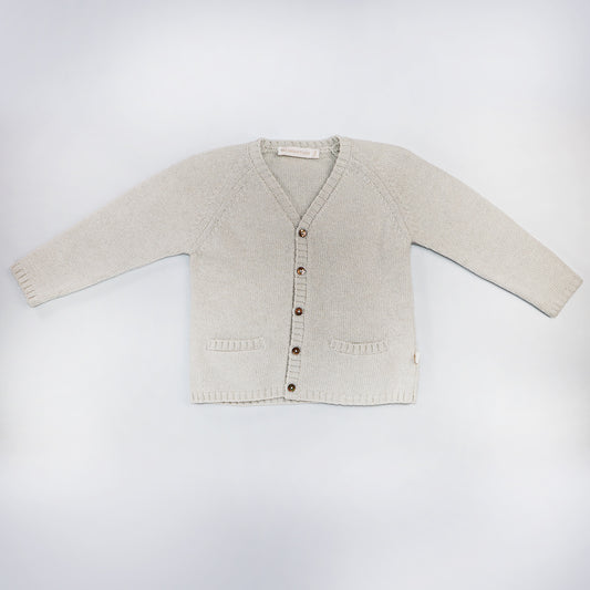 Classic Pearl Gray Les Enfantines Hanneton Baby Knit Cardigan