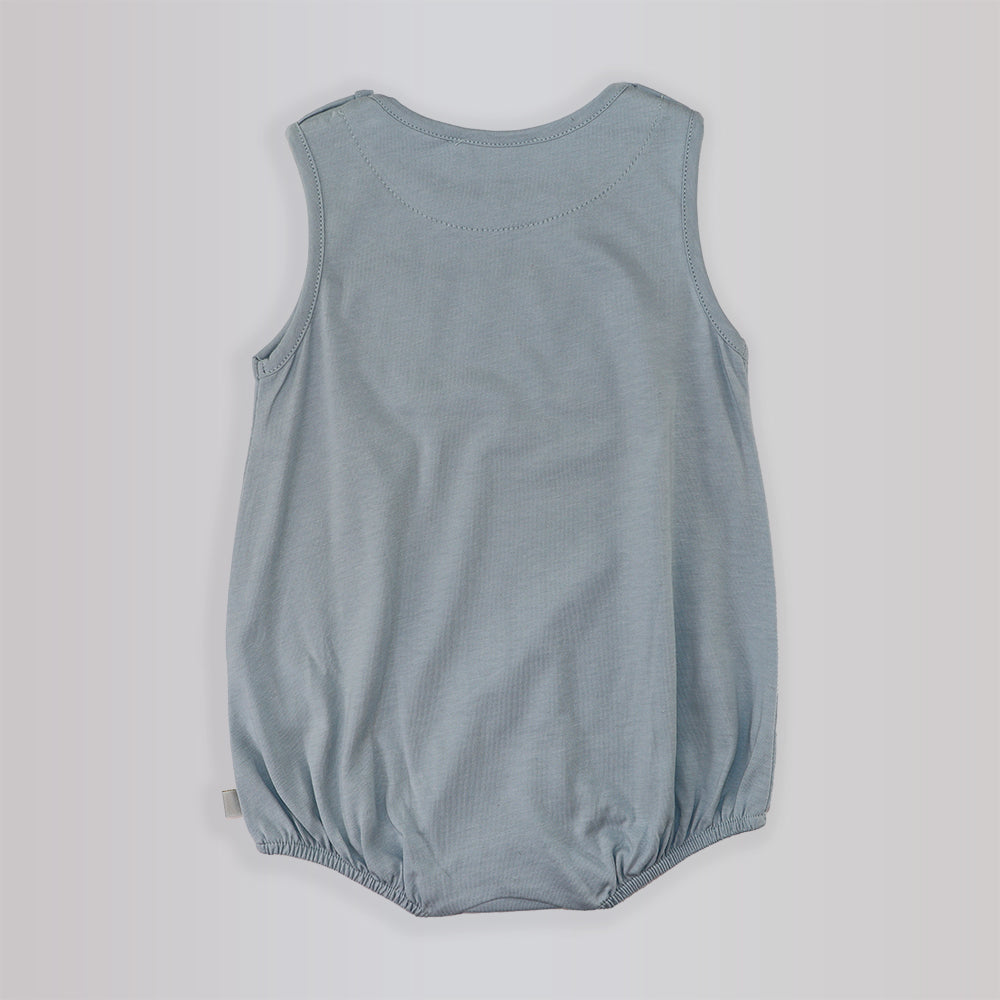 Les Enfantines Blue Grey Penguin Romper for 6 Month Infants