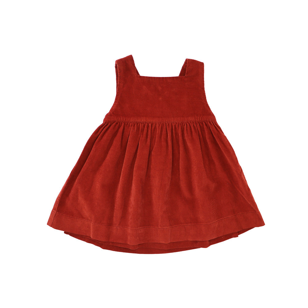 Les Enfantines Girls Rust Corduroy Papillon Butterfly Sleeve Dress