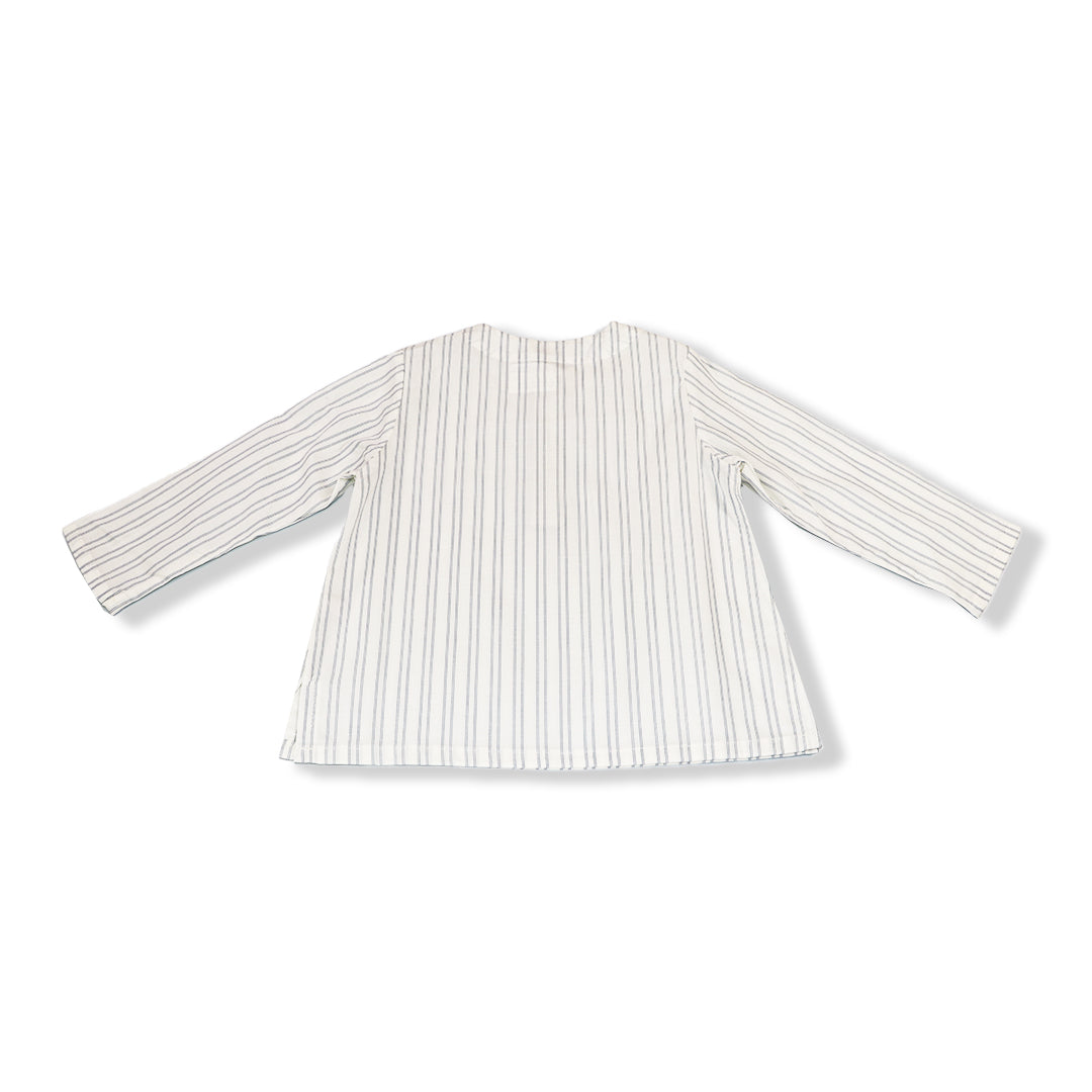 Les Enfantines Baby Bourdon Cotton Blouse Blue Striped Toddler Top