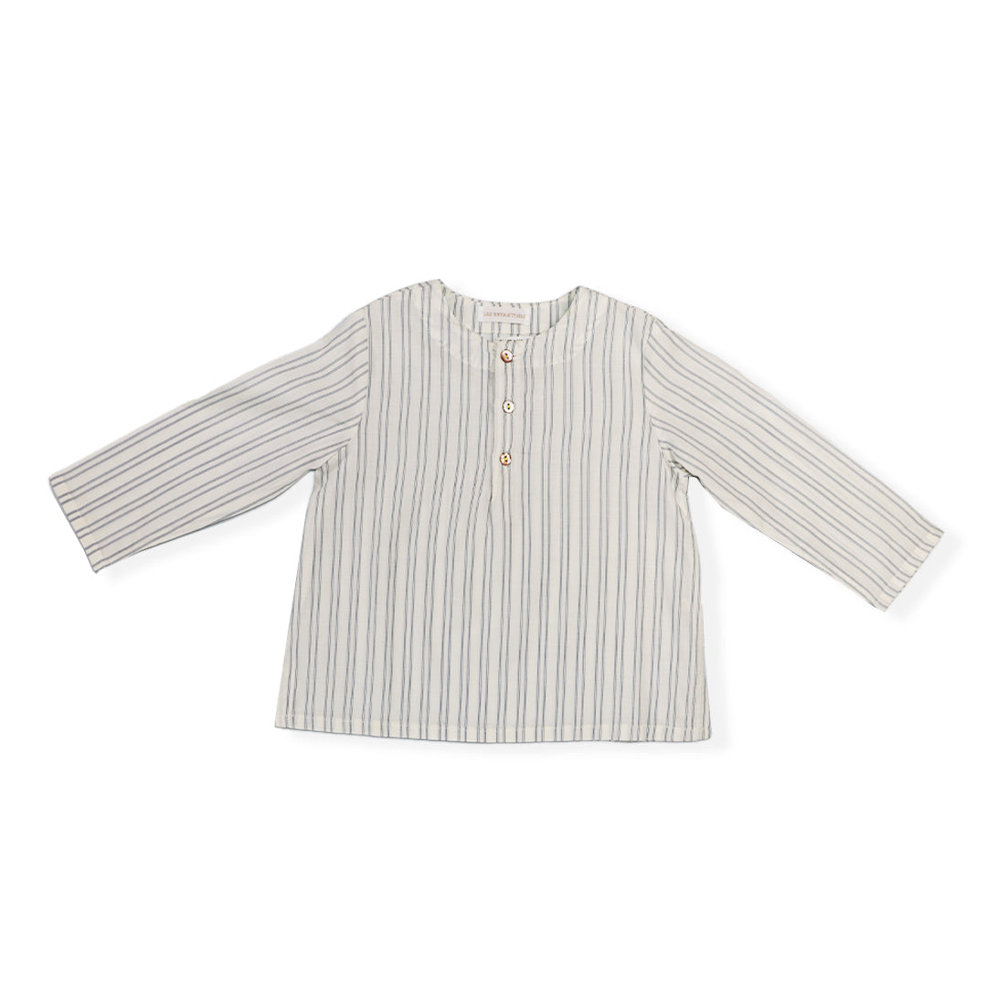 Les Enfantines Baby Bourdon Cotton Blouse Blue Striped Toddler Top