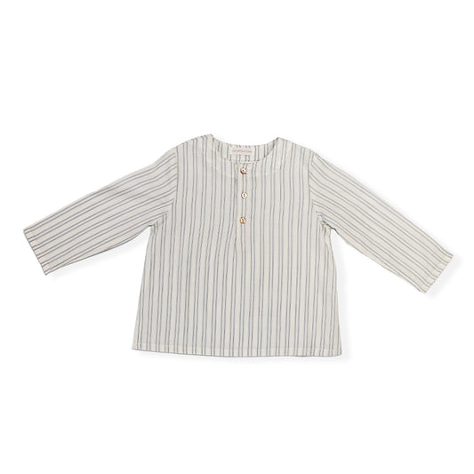 Les Enfantines Baby Bourdon Cotton Blouse Blue Striped Toddler Top