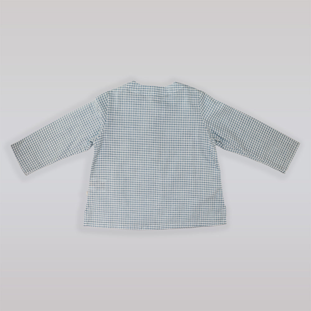 Les Enfantines Blue Vichy Bourdon Blouse for Toddler Girls