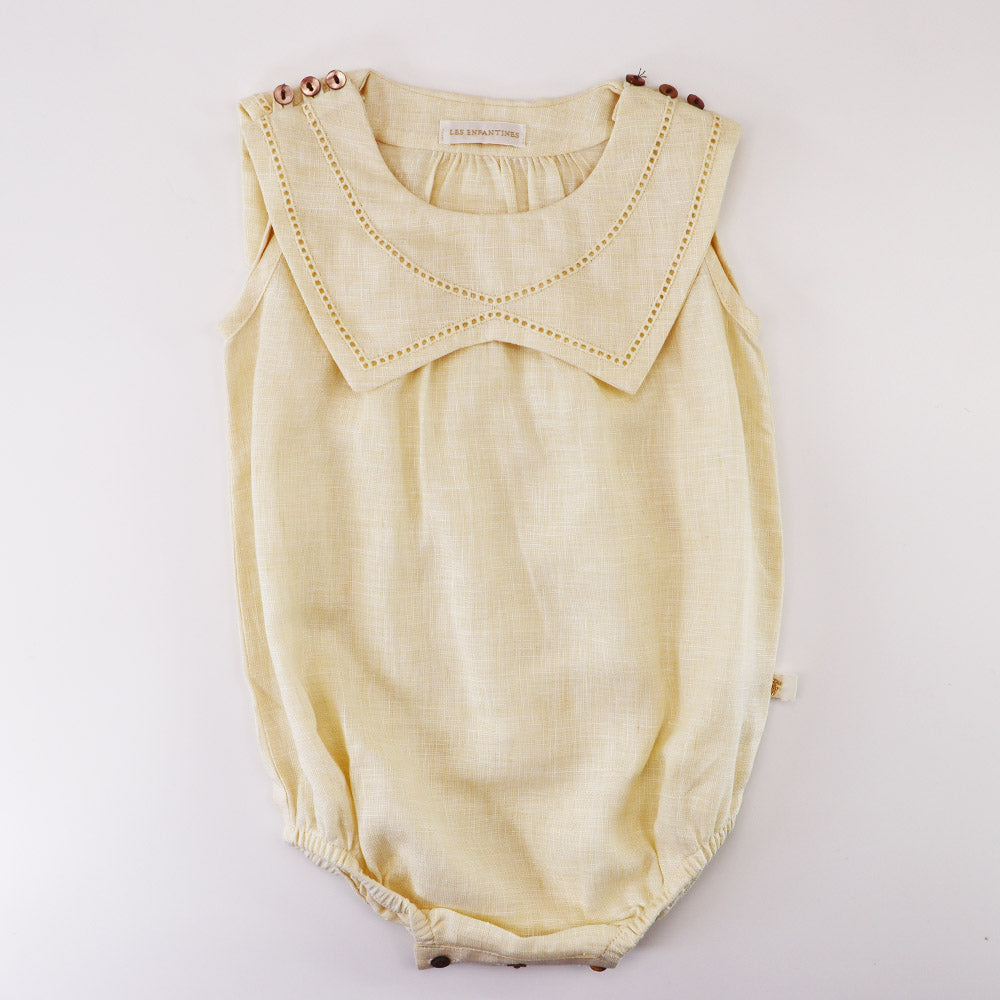Les Enfantines Mouete Baby Romper in Corn Silk Yellow