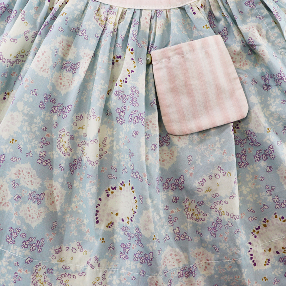 Les Enfantines Alouette Liberty Sea Green Floral Cotton Kids Dress