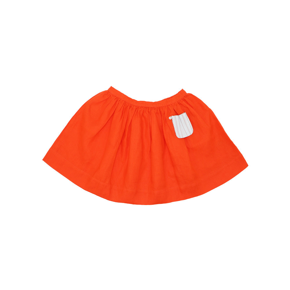 Les Enfantines Alouette Lipstick Red Designer Girls Cotton Dress