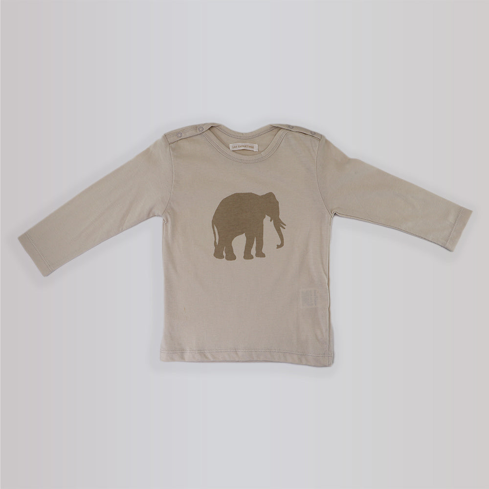 Les Enfantines Mist Elephant Print Long Sleeve Manchot Baby Top