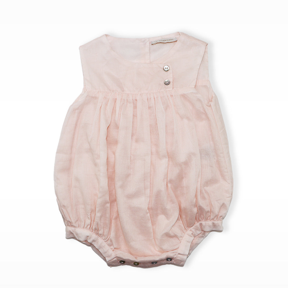 Les Enfantines Pelican Powder Pink Baby Romper Cotton Outfit