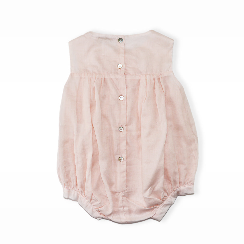 Les Enfantines Pelican Powder Pink Baby Romper Cotton Outfit