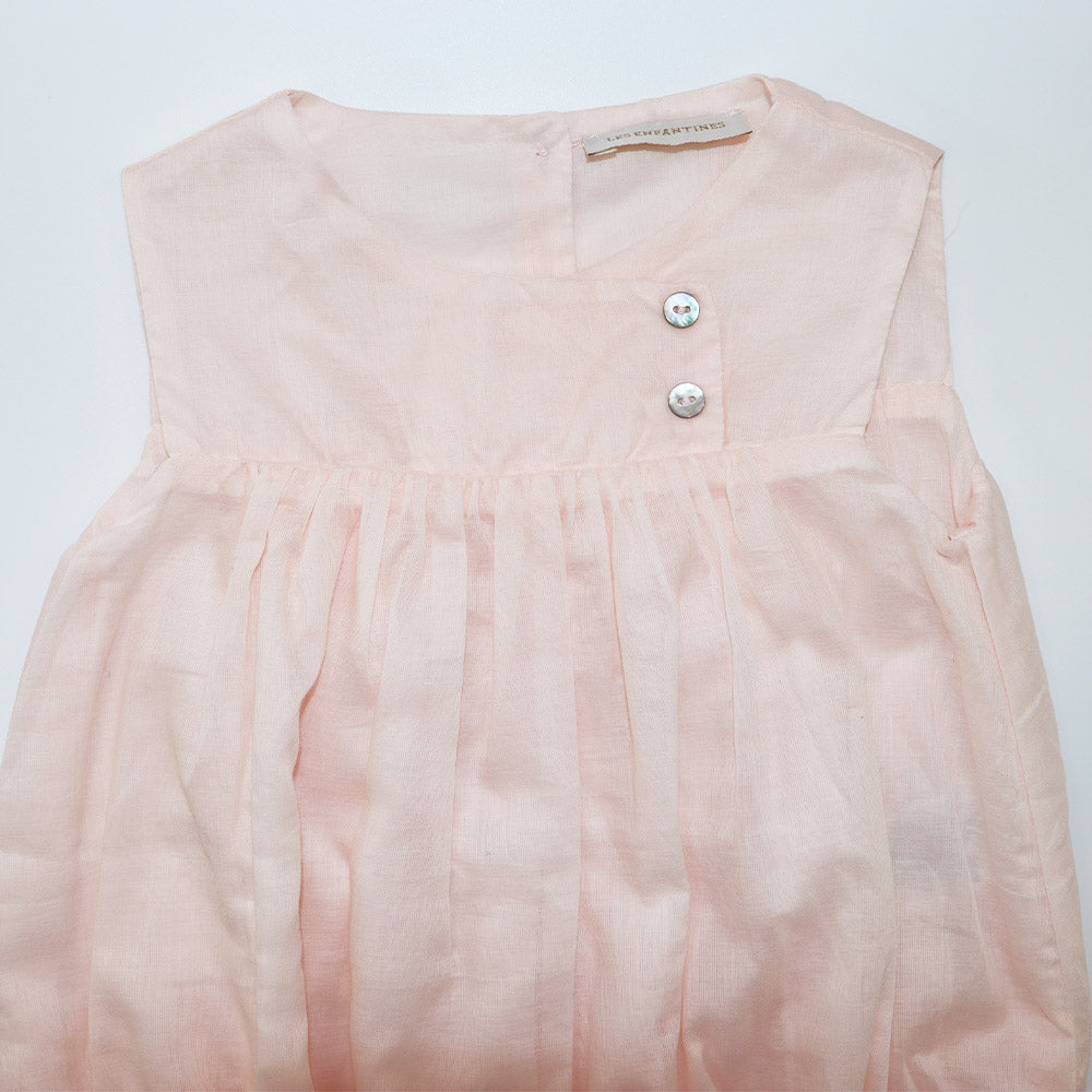Les Enfantines Powder Pink Pelican Embroidered Baby Romper Suit