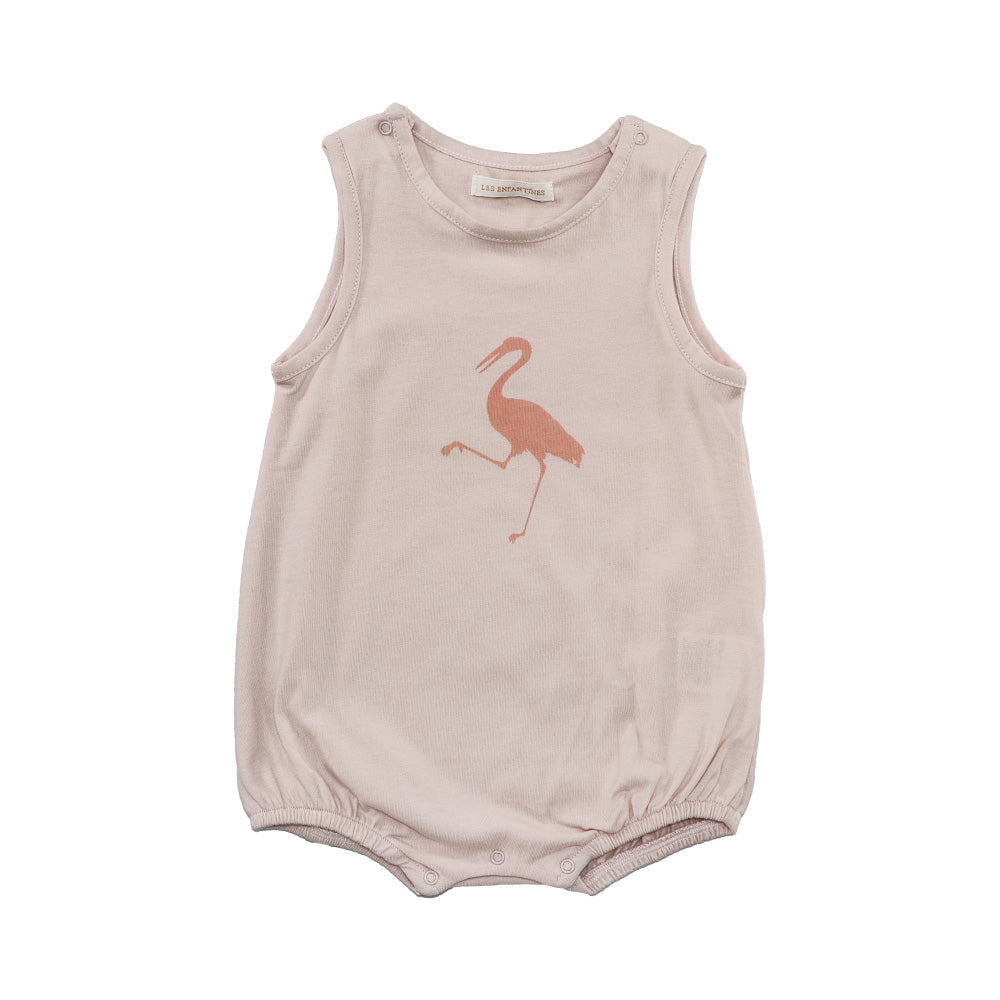 Les Enfantines Baby Girl Pink Penguin Collar Cotton Sleepsuit Romper