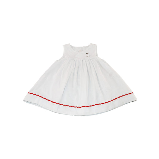 Les Enfantines Sky Blue Poule Romper with Lipstick Braid Detail