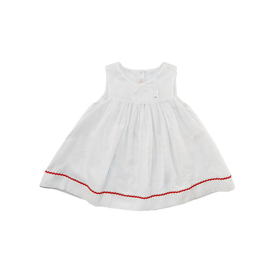 Les Enfantines Baby Sky Blue Poule Romper with Lipstick Braid