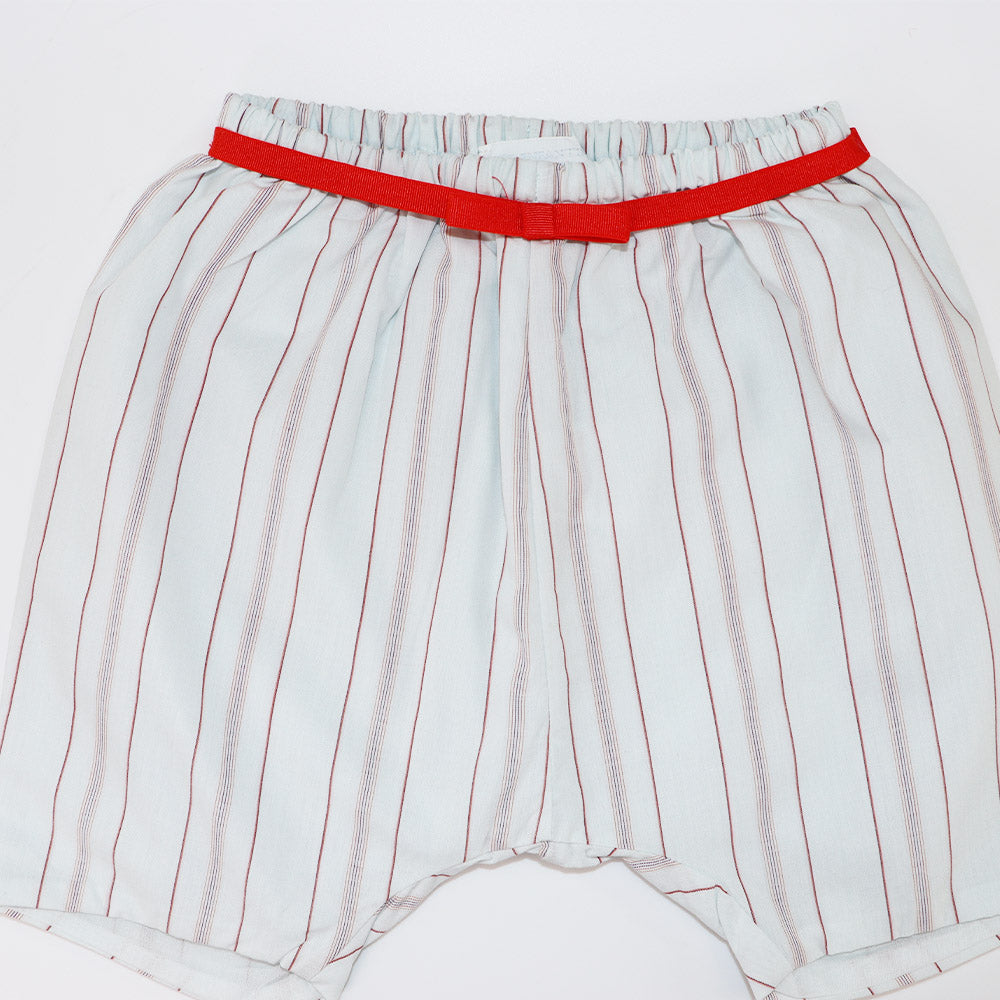 Les Enfantines Baby Toucan and Lipstick Stripe Cotton Romper