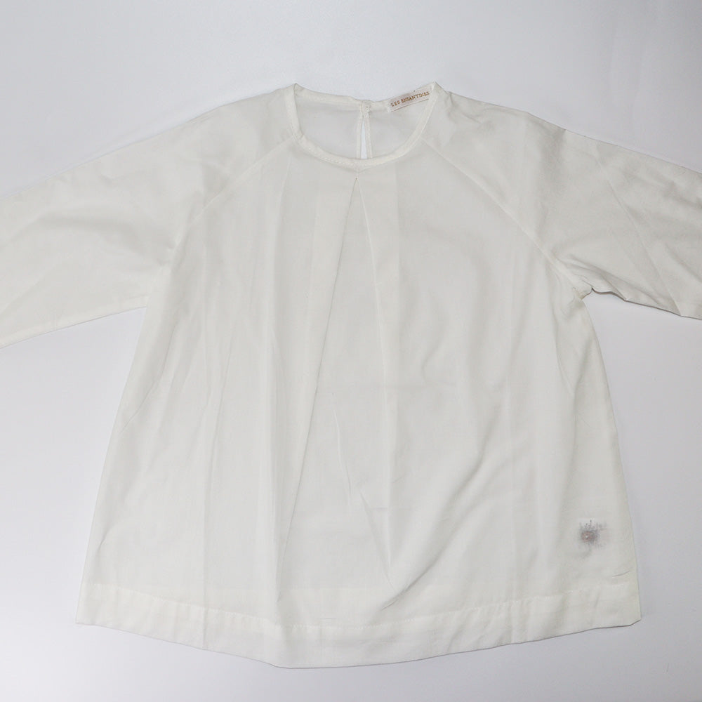 Elegant Les Enfantines Tourterelle and Ecru Cotton Kids Blouse