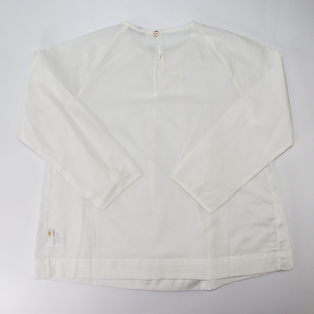 Elegant Les Enfantines Tourterelle and Ecru Cotton Kids Blouse