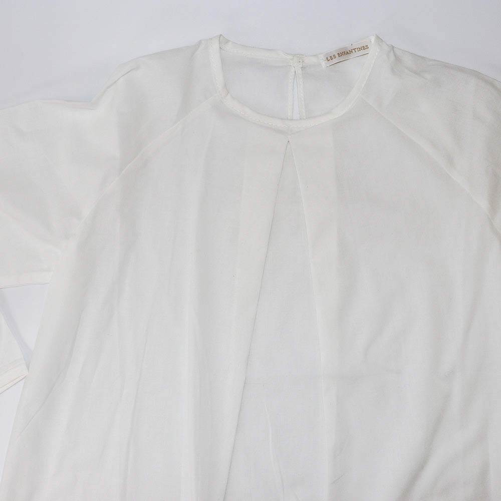 Elegant Les Enfantines Tourterelle and Ecru Cotton Kids Blouse