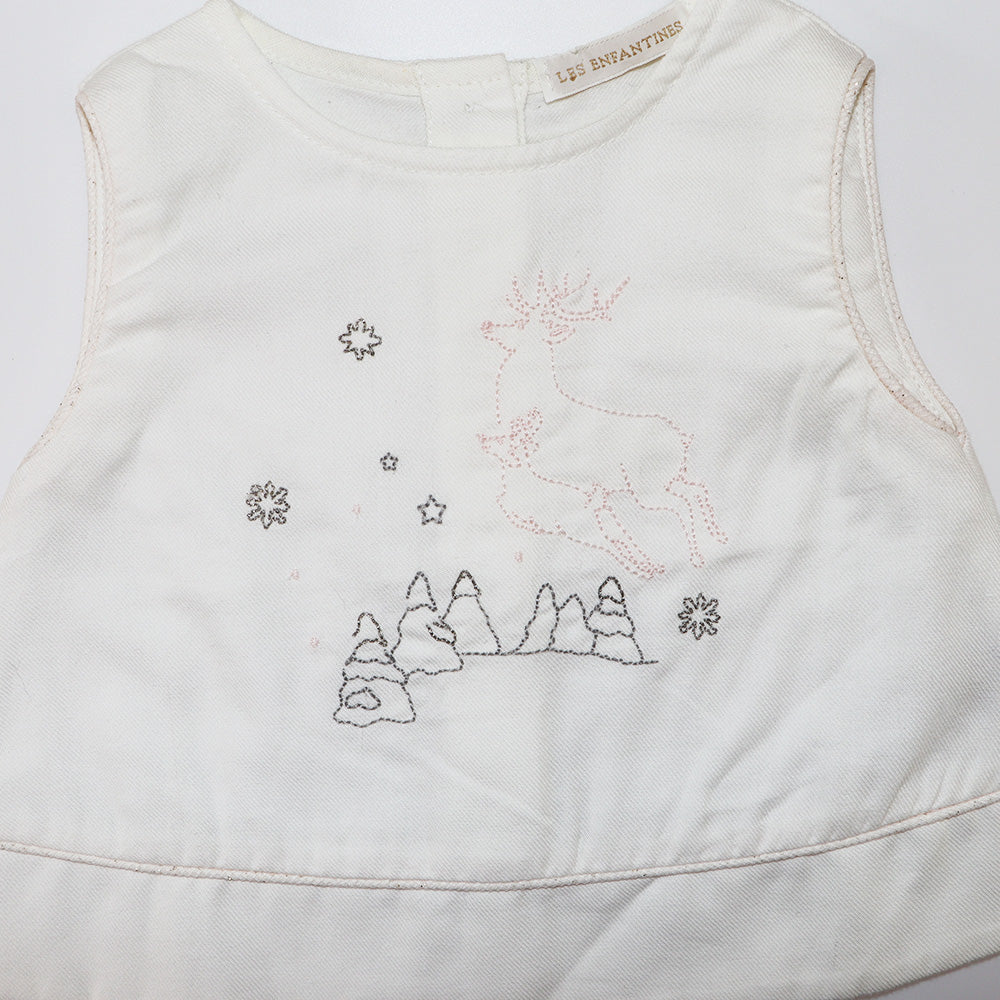 Les Enfantines Powder Pink Chouette Baby Girl Cotton Romper Outfit