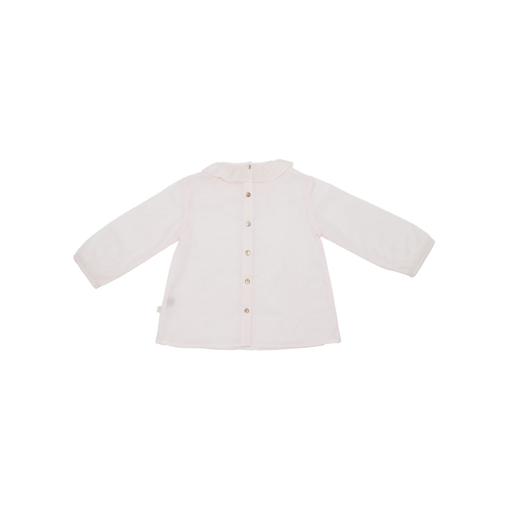 Les Enfantines Chouette Powder Pink Soft Cotton Baby Long Top